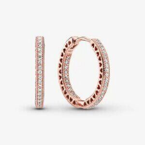 Pandora Sparkle and Hearts Hoop Earrings